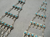 Towering Vintage Zuni Native American Turquoise Sterling Silver Earrings-Nativo Arts