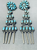 Quad Tier Vintage Native American Navajo Turquoise Chandelier Sterling Silver Earrings-Nativo Arts