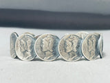 Outstanding Native American Navajo Signed Blue Diamond Turquoise 10 Mercury Dimes Bracelet-Nativo Arts