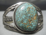 Important Vintage Native American Navajo Lone Mountain Turquoise Sterling Silver Bracelet Old-Nativo Arts