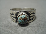 Striking Vintage Navajo #8 Turquoise Sterling Silver Native American Ring-Nativo Arts
