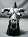 Marvelous San Felipe Native American Sterling Silver Skull Ring-Nativo Arts
