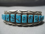 Tremendous Vintage Native American Navajo Sleeping Beauty Turquoise Sterling Silver Bracelet Old-Nativo Arts