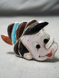 Detailed Native American Sterling Silver Turquoise Pinocchio Disney Ring-Nativo Arts