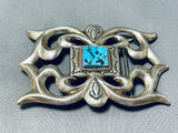 Native American Phenomenal Vintage Navajo Sleeping Beauty Turquoise Sterling Silver Buckle-Nativo Arts
