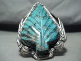 Albert Platero Vintage Leaf Turquoise Native American Navajo Sterling Silver Bracelet-Nativo Arts