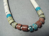 Native American Impressive Vintage Santo Domingo Turquoise Sterling Silver Necklace Old-Nativo Arts
