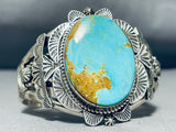 Rare Easter Blue Turquoise Vintage Native American Navajo Sterling Silver Bracelet-Nativo Arts