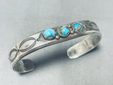 Native American Early 1900's Ingot Silver Vintage Bisbee Turquoise Bracelet Old-Nativo Arts