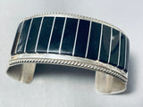 Emery Lolacito Vintage Native American Zuni Jet Sterling Silver Bracelet-Nativo Arts