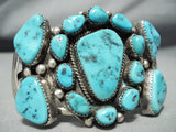 Important Vintage Native American Navajo Turquoise Sterling Silver Bracelet Old-Nativo Arts