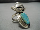 Detailed!! Native American Navajo Kachina Royston Turquoise Sterling Silver Ring-Nativo Arts