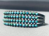 One Of The Best Early 1900's Vintage Native American Zuni Turquoise Sterling Silver Bracelet-Nativo Arts