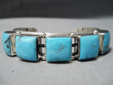 Dynamic Vintage Native American Navajo Blue Diamond Turquoise Sterling Silver Bracelet Old-Nativo Arts