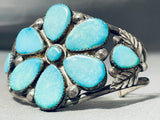 Marvelous Vintage Native American Zuni 9 Blue Gem Turquoise Sterling Silver Bracelet-Nativo Arts