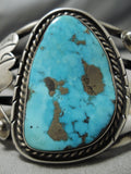 Rare High Grade Morenci Turquoise Vintage Native American Navajo Sterling Silver Bracelet-Nativo Arts
