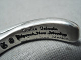 Authentic Vintage Native American Navajo Orville Tsinnie Sterling Silver Bracelet Cuff-Nativo Arts