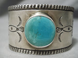 Astounding Vintage Huge Native American Navajo Turquoise Sterling Silver Wide Bracelet-Nativo Arts