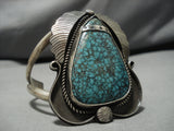 Breathtaking Vintage Native American Navajo Green Spiderweb Turquoise Sterling Silver Bracelet-Nativo Arts
