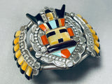 Museum Vintage Native American Zuni Turquoise Coral Sterling Silver Clown Bracelet-Nativo Arts