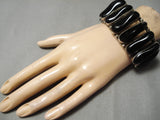 Native American Best Vintage Santo Domingo Onyx Sterling Silver Bracelet Old-Nativo Arts