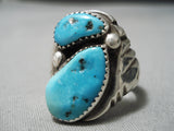Striking Vintage Native American Navajo Sleeping Beauty Turquoise Sterling Silver Ring-Nativo Arts