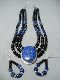 Tremendous Navajo Lapis Sterling Silver Necklace & Earring Set Native American-Nativo Arts