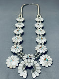 Very Intricate Vintage Native American Zuni Turquoise Sterling Silver Squash Blossom Necklace-Nativo Arts