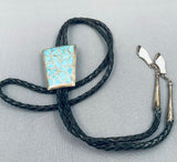 Breathtaking Vintage Native American Zuni Blue Gem Turquoise Sterling Silver Bolo Tie-Nativo Arts