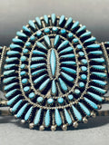 Wilson Family Vintage Native American Navajo Blue Gem Turquoise Cluster Sterling Silver Bracelet-Nativo Arts