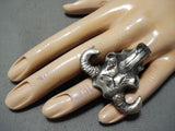Dramatic Navajo Sterling Silver Skull Ring Native American-Nativo Arts