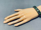 One Of The Best Vintage Native American Navajo Dark Green Turquoise Sterling Silver Bracelet-Nativo Arts
