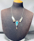 Fantastic Vintage Native American Navajo Sleeping Beauty Turquoise Sterling Silver Necklace-Nativo Arts
