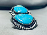Show-stopping Native American Navajo Kingman Turquoise Sterling Silver Ring Signed-Nativo Arts
