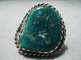 Spectacular Vintage Native American Navajo Blue Green Turquoise Sterling Silver Ring Old-Nativo Arts
