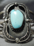 Wonderful Vintage Native American Navajo Towering Leaf Sterling Silver Turquoise Bracelet-Nativo Arts