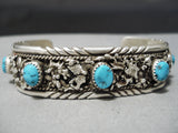 Slags Of Sterling Vintage Native American Navajo Turquoise Silver Bracelet Old-Nativo Arts