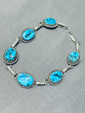 One Of A Kind Vintage Native American Navajo 6 Morenci Turquoise Sterling Silver Bracelet-Nativo Arts