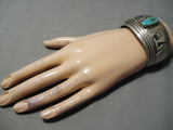 Museum Vintage Navajo/ Hopi Turquoise Sterling Silver Overlay Bracelet-Nativo Arts