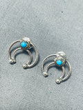 Pretty Native American Navajo Turquoise Sterling Silver Earrings-Nativo Arts