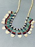 Native American Very Rare Authentic Early 1900's Vintage Santo Domingo Turquoise Necklace-Nativo Arts