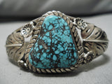 Very Rare!! Vintage Native American Navajo Lone Mountain Turquoise Sterling Silver Bracelet Old-Nativo Arts