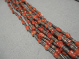 Museum Quality Vintage Coral Native American Navajo Sterling Silver Necklace Old-Nativo Arts