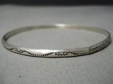 Incredible Vintage Native American Navajo Hand Tooled Sterling Silver American Bangle Bracelet-Nativo Arts