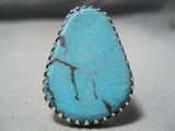 Important San Felipe Turquoise Sterling Silver Pubelo Ring-Nativo Arts