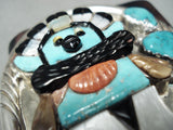 Detailed Huge Vintage Native American Navajo Turquoise Kachina Sterling Silver Ketoh Bracelet-Nativo Arts