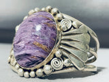 Important Adakai Vintage Native American Navajo Charoite Sterling Silver Bracelet-Nativo Arts