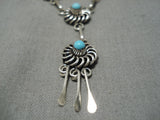 Exquisite Zuni Native American Sleeping Beaut Turquoise Sterling Silver Necklace-Nativo Arts