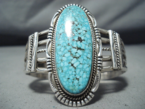 Newsworthy Native American Navajo Spiderweb Turquoise Sterling Silver Bracelet-Nativo Arts