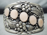 Best Vintage Native American Navajo Pink Shell Leaf Sterling Silver Bracelet-Nativo Arts